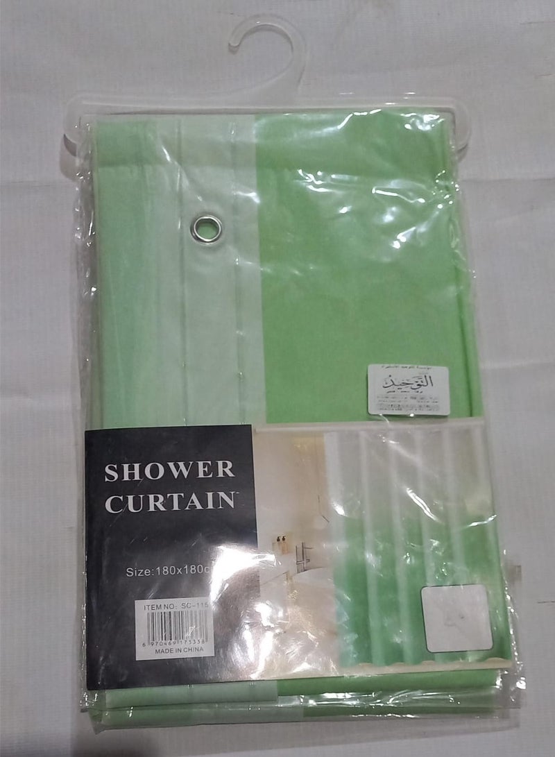 ستارة حمام بتصميم يجمع بين اللونين الأبيض والأخضر - Image 2